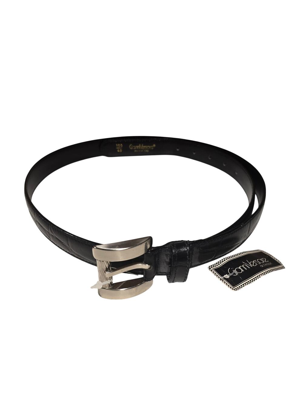 Vintage Gianni Versace Crocodile Embossed Leather Belt Black Italy Sz 100 40 NWT